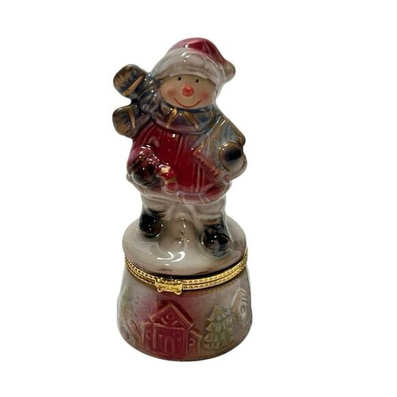 Snowman Trinket Box Porcelain - Picture 3 of 4